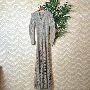 Vintage 70’s HandMade Crocheted Maxi Long Sleeved Dress